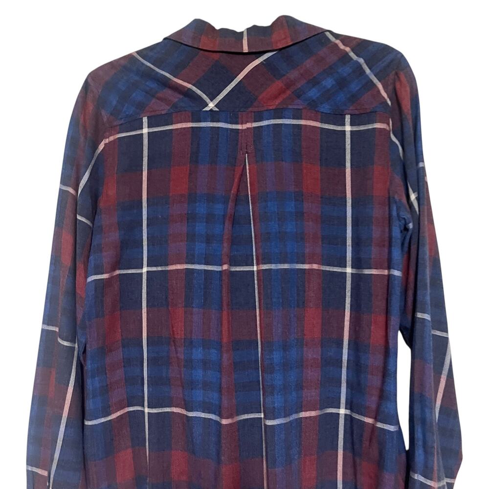 Cloth & Stone Anthropologie Aurora Plaid Long Sleeve Button Down Shirt Blue Sz M - Picture 5 of 7
